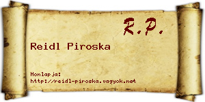 Reidl Piroska névjegykártya